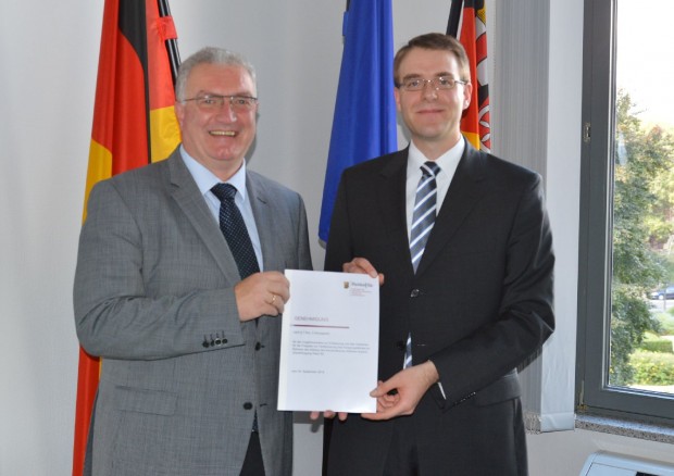 Übergabe Genehmigungsbescheid Abbau AKW Mülheim-Kärlich