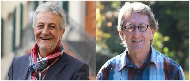 Die beiden Kandidaten für das Amt des Verbandsbürgermeisters Bad Bergzabern: Links Amtsinhaber Hermann Bohrer (SPD) , und Herausforderer Peter Kusenbach (CDU). 