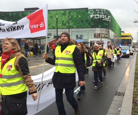 Die Streikenden marschierten durch Koblenz. Foto: ver.di