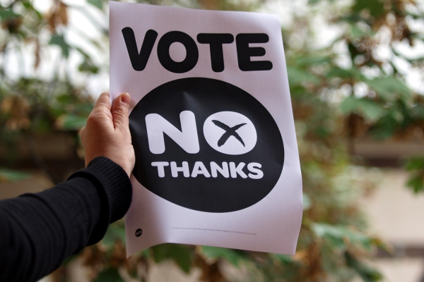 "No thanks"-Poster zum Referendum in Schottland. Foto: über dts Nachrichtenagentur