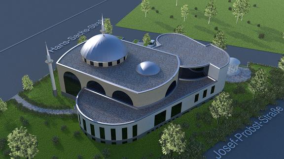 Ansicht von oben. Fotos Moschee: über DITIB Germersheim (Türkisch Islamischer Kulturverein e.V.)