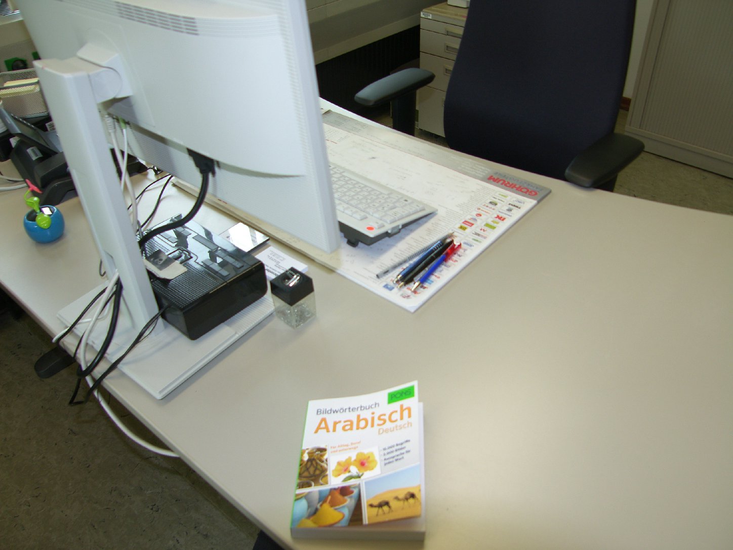 Im Büro der Integrationspunkt-Mitarbeiter ist auch ein Arabisch-Wörterbuch sehr sinnvoll. Foto: Pfalz-Express/Ahme