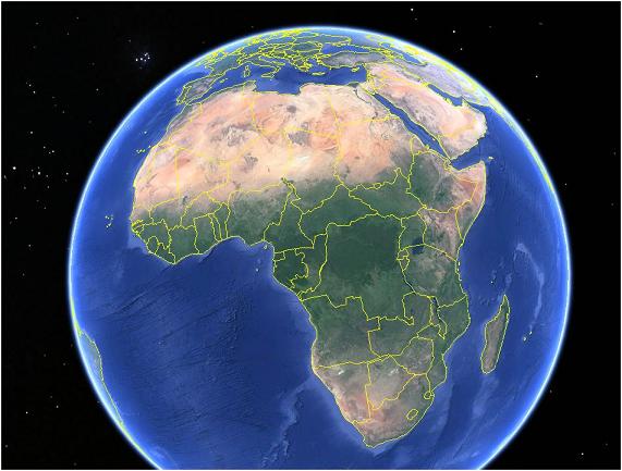 Afrika wird nach meiner fast aller Experten die große Herausforderung in der Flüchtlingsfrage in den nächsten Jahrzehnten. Sreenshot google earth