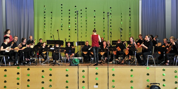 Das Zupforchester Essingen beim Konzert „Celtic Spirit“ am 2. Juli 2016 in der Dalberghalle Essingen. Foto: privat