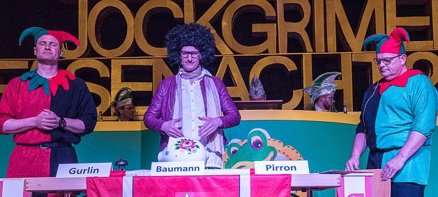 Steffen Hildebrand als Helmut Gurlin, Jochen Schloß als Sabine Baumann und Ralf Seither als Norbert Pirron persiflierten die Nöte der Jockgrimer Ortspolitik.