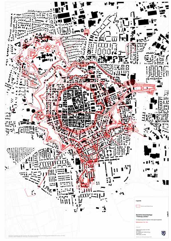  Ein Plan der Stadt Landau mit den ursprünglichen Ausmaßen der Vaubanschen Festung. Fotoquelle: ld