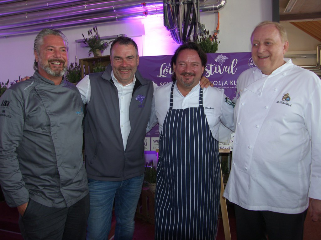 Frank Oehler, Michael Hamann, Kolja Kleeberg und Alfons Schuhbeck beim Löwenfestival. Foto: Pfalz-Express/Ahme
