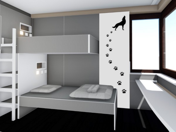 Modernes Zimmer mit dem Wappentier Wolf Foto: red
