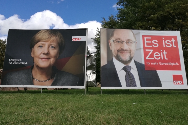 GroKo-Akteure Merkel und Schulz im Wahlkampf. Foto: dts Nachrichtenagentur
