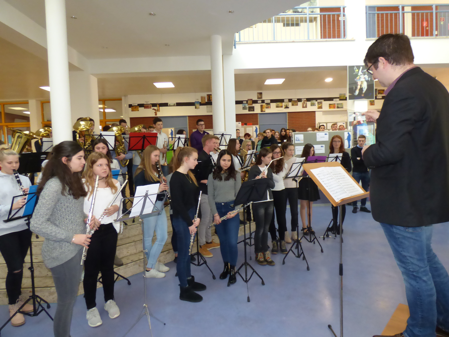 Die Bläsergruppe der Realschule sorgte für die musikalische Umrahmung der Veranstaltung. Foto: Pfalz-Express/Ahme