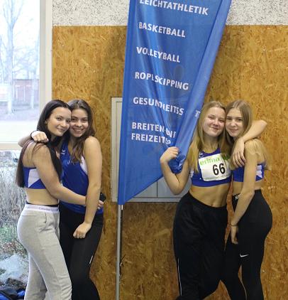 V.li.: : Emma Streib, Magdalena de Lima Gomes, Lilly Charlotte Hahn und Xenia Wetzel. Foto: Jochen Kainz/ TSG GER