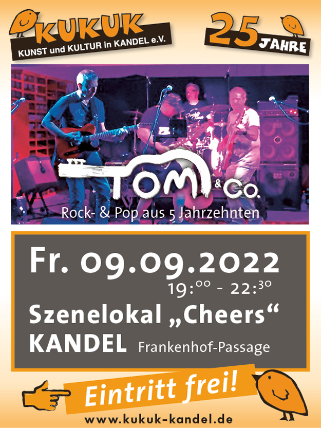 Tom & Co. - Rock- & Pop aus 5 Jahrzehnten am 9. September im Cheers in Kandel