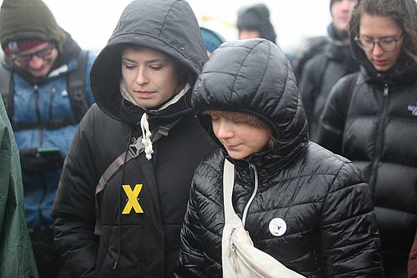 Luisa Neubauer und Greta Thunberg bei Demo bei Lützerath am 14.01.2023
